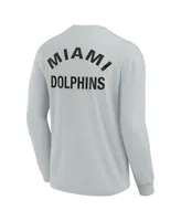 Men's and Women's Fanatics Signature Gray Miami Dolphins Super Soft Long Sleeve T-shirt