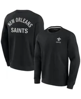 Men's and Women's Fanatics Signature Black New Orleans Saints Super Soft Pullover Crew Sweatshirt