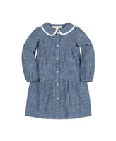 Hope & Henry Toddler Girls Long Sleeve Tiered Button Front Peter Pan Collar Dress