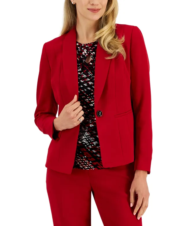 Kasper Crepe One-button Blazer In Vanilla