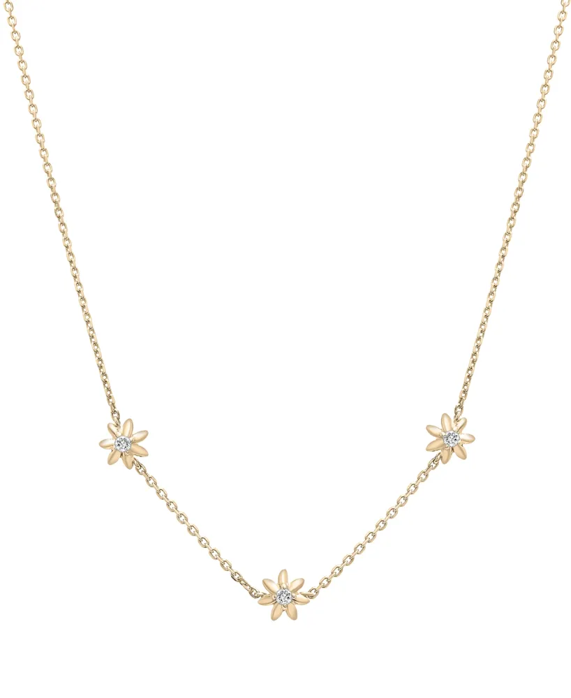 Audrey by Aurate Diamond Flower Station 18" Collar Necklace (1/6 ct. t.w.) in Gold Vermeil, Created for Macy's