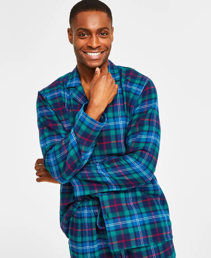 Matching Family Pajamas Men's Cotton Plaid Notched Pajamas Set, Created for Macy's