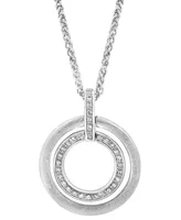 Effy Diamond Double Circle 18" Pendant Necklace (1/10 ct. t.w.) in Sterling Silver