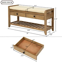 Shoe Rack With Cushioned Seat And Drawers, Multipurpose Entryway Storage Bench
