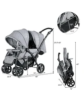 Costway Baby Twin Baby Double Stroller Lightweight Travel Stroller Pushchair