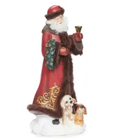 11.5" H Santa with Puppies Brown