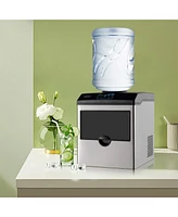 2-in-1 Stainless Steel Countertop Ice Maker Water Dispenser 48Lbs/24H w/ Scoop