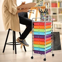 Costway 10 Drawer Rolling Storage Cart Scrapbook Office School Organizer