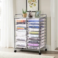 Costway 15 Drawer Rolling Storage Cart Tools Scrapbook Cosmetics Paper Organizer