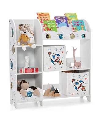 Kids Toy and Book Organizer Children Wooden Storage Cabinet