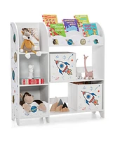 Kids Toy and Book Organizer Children Wooden Storage Cabinet
