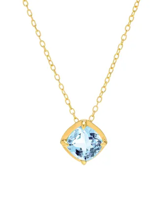 Blue Topaz Solitaire 18" Pendant Necklace (1-1/3 ct. t.w.) in 14k Gold-Plated Sterling Silver