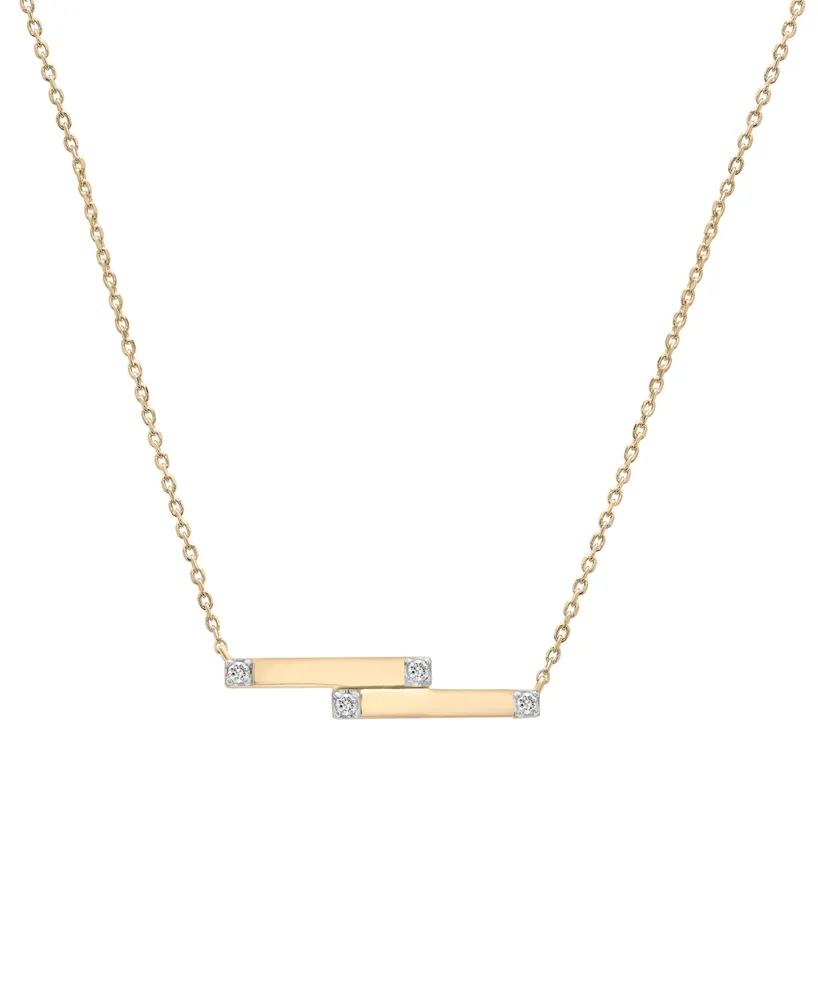 Audrey by Aurate Diamond Double Bar 18" Pendant Necklace (1/10 ct. t.w.) in Gold Vermeil, Created for Macy's