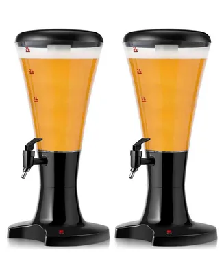 Set of 2 Cold Draft Beer Tower Dispenser 3L Plastic w/Led Lights New