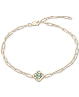 Lab-Grown Emerald Clover Ankle Bracelet (1/5 ct. t.w.) in 14k Gold-Plated Sterling Silver