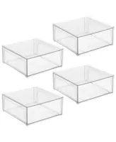 mDesign Plastic Stackable Bathroom Storage Organizer with Drawer, Medium - 4 Pack