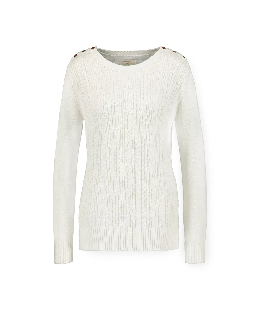 Hope & Henry Women's Cable Sweater with Button Detail