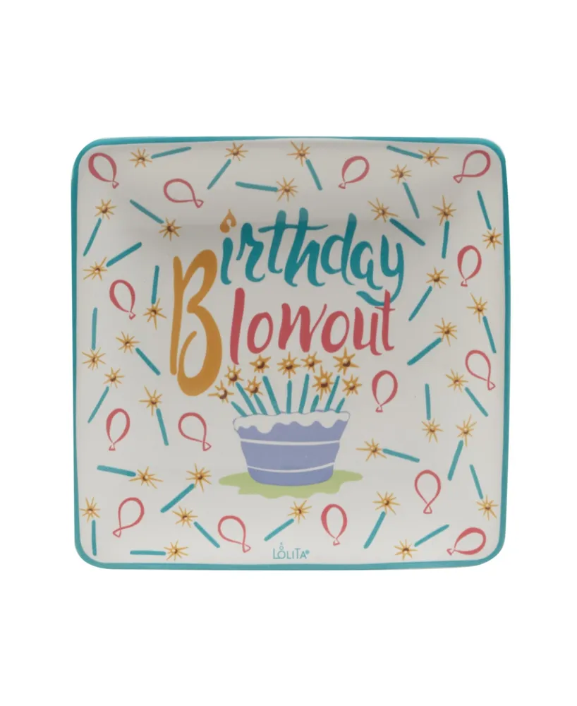 Certified International Lolita Birthday Bash 4 Piece Canape Plate Square