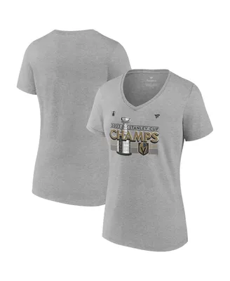 Women's Fanatics Heather Gray Vegas Golden Knights 2023 Stanley Cup Champions Locker Room Plus V-Neck T-shirt