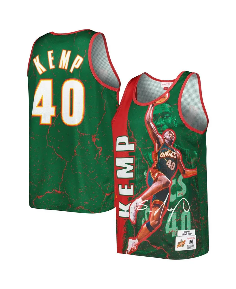 Men's Mitchell & Ness Shawn Kemp Green Seattle SuperSonics 1995-96 Hardwood Classics Player Burst Tank Top