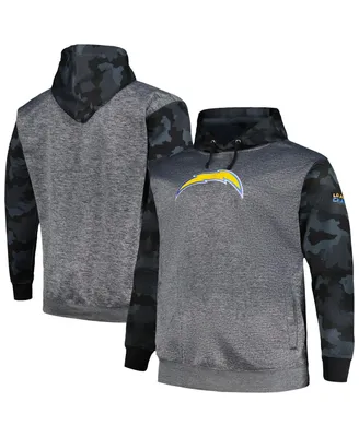 Men's Fanatics Heather Charcoal Los Angeles Chargers Big and Tall Camo Pullover Hoodie