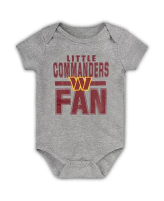 Newborn and Infant Boys Girls Heathered Gray Washington Commanders Little Fan Bodysuit