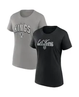 Women's Fanatics Black, Gray Los Angeles Kings Two-Pack Fan T-shirt Set