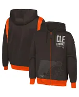 Men's New Era Brown Cleveland Browns Combine Drop Back Full-Zip Hoodie