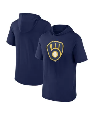 Men's Fanatics Navy Milwaukee Brewers Short Sleeve Hoodie T-shirt