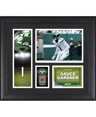 Ahmad Sauce Gardner New York Jets Framed 15" x 17" Player Collage with a Piece of Game-Used Ball