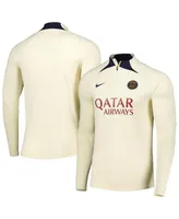 Men's Nike Cream Paris Saint-Germain Strike Drill 2023/24 Performance Quarter-Zip Long Sleeve Top