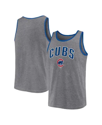 Men's Fanatics Heather Gray Chicago Cubs Primary Tank Top