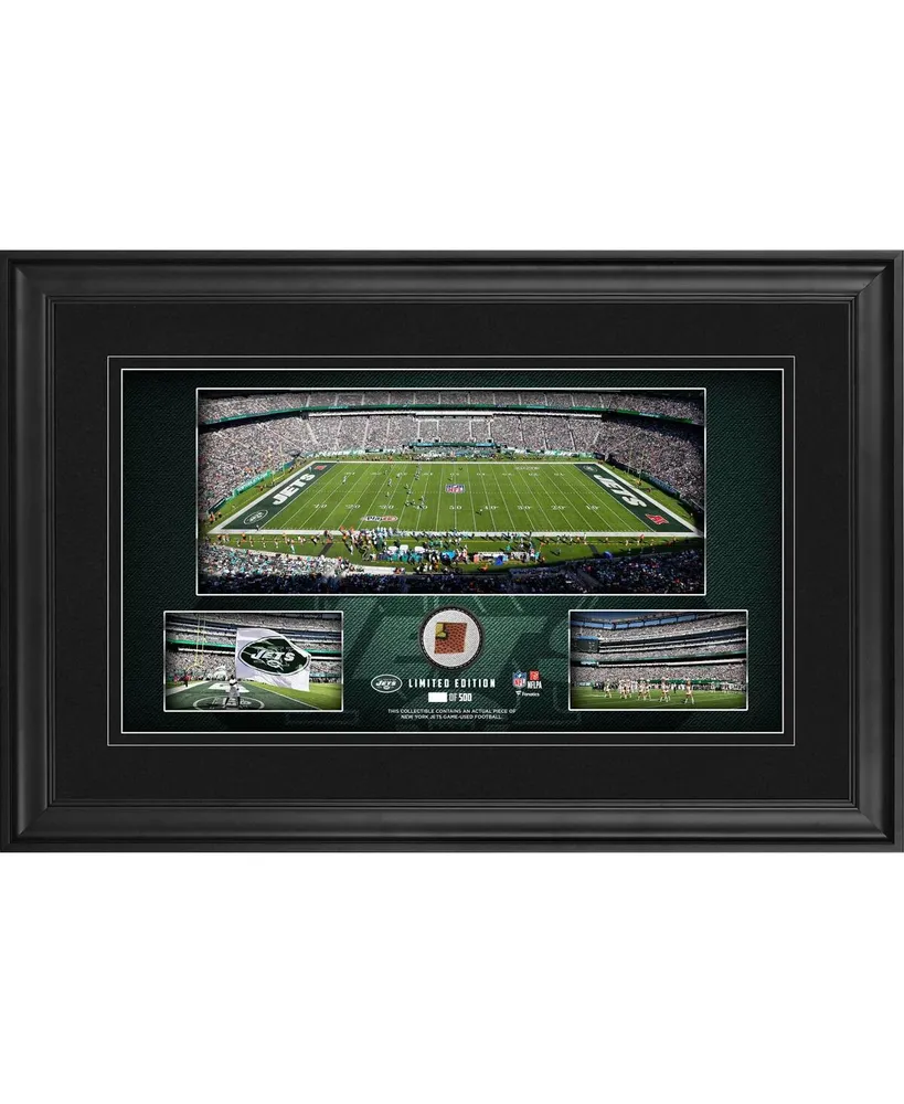 New York Jets Framed 10" x 18" Stadium Panoramic Collage with Game-Used Football - Limited Edition of 500