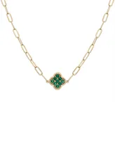 Lab-Grown Emerald Clover Pendant Necklace (1/5 ct. t.w.) in 14k Gold-Plated Sterling Silver, 16" + 2" extender