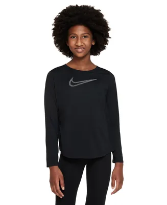 Nike Girls' Dri-fit One Graphic Long-Sleeve Training Top
