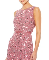 Women's Geometric Patterned Sequin Midi Dress