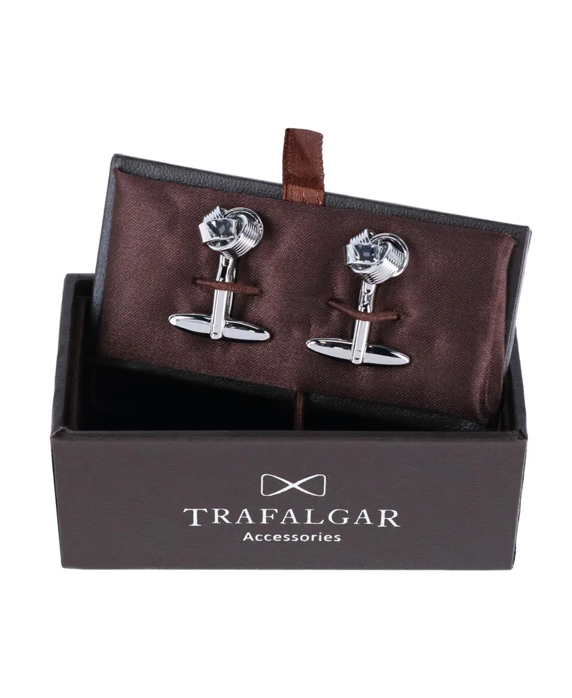 Trafalgar Detailed Knot Rhodium Cufflink Set