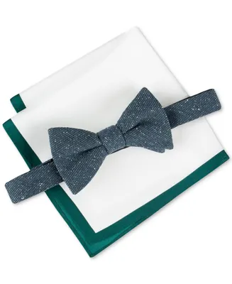 Tommy Hilfiger Men's Donegal Textured Bow Tie & Solid Pocket Square Set