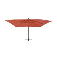 vidaXL Cantilever Umbrella with Wooden Pole 157.5"x118.1" Terracotta