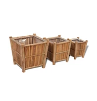 vidaXL Raised Bed Set 3 Pieces Bamboo with Nylon Lining