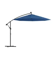 vidaXL Cantilever Umbrella with Led Lights and Steel Pole 118.1" Azure
