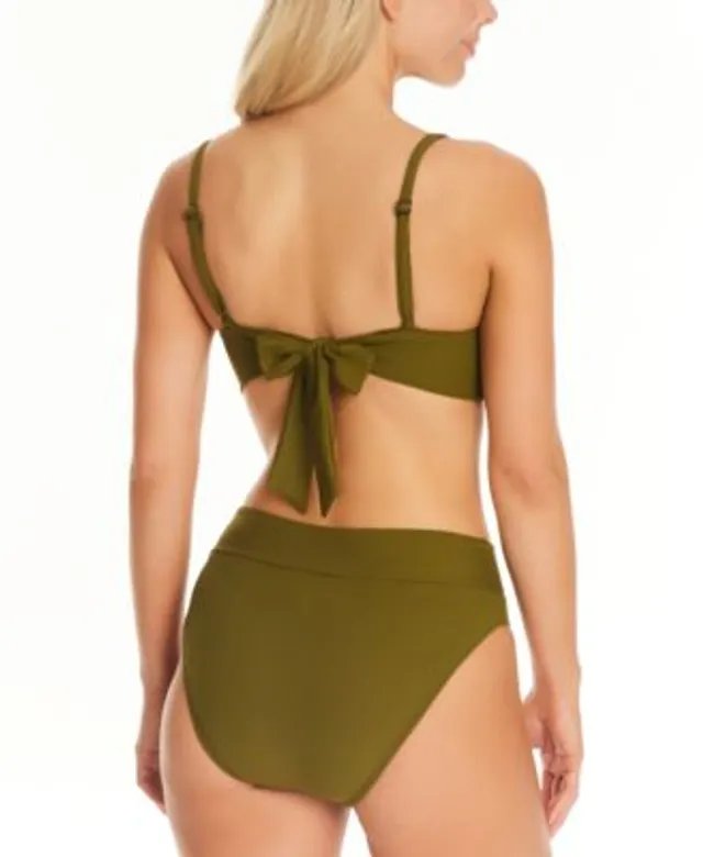 Bar Iii Twist Bandeau Bikini Top & Shirred-side High-waist Bottoms, Created  For Macy's in Green