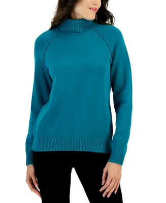 Karen Scott Women's Cotton Turtleneck Sweater, Created for Macy's