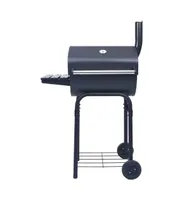 vidaXL Charcoal Bbq Grill Smoker with Bottom Shelf Black