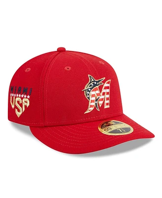 Men's New Era Red Miami Marlins 2023 Fourth of July Low Profile 59FIFTY Fitted Hat