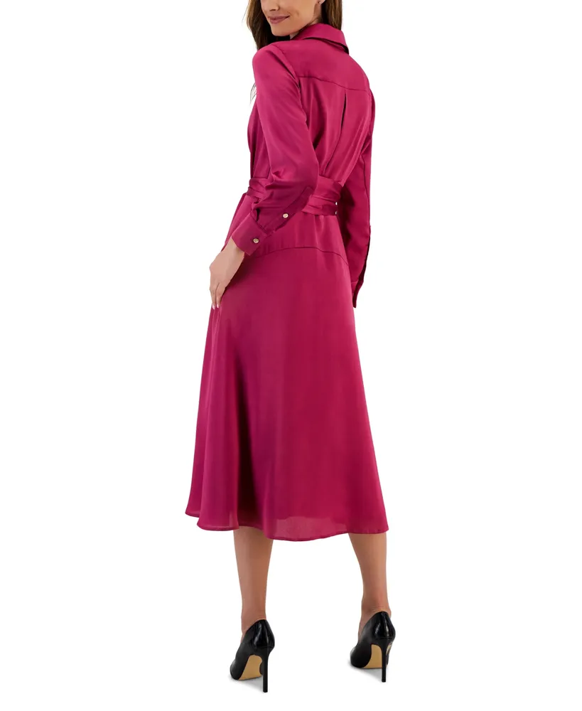 Tahari Asl Women's Belted Faux-Wrap Midi Dress