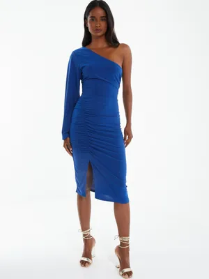 Quiz Women's Royal Blue One Shoulder Ruched Dress