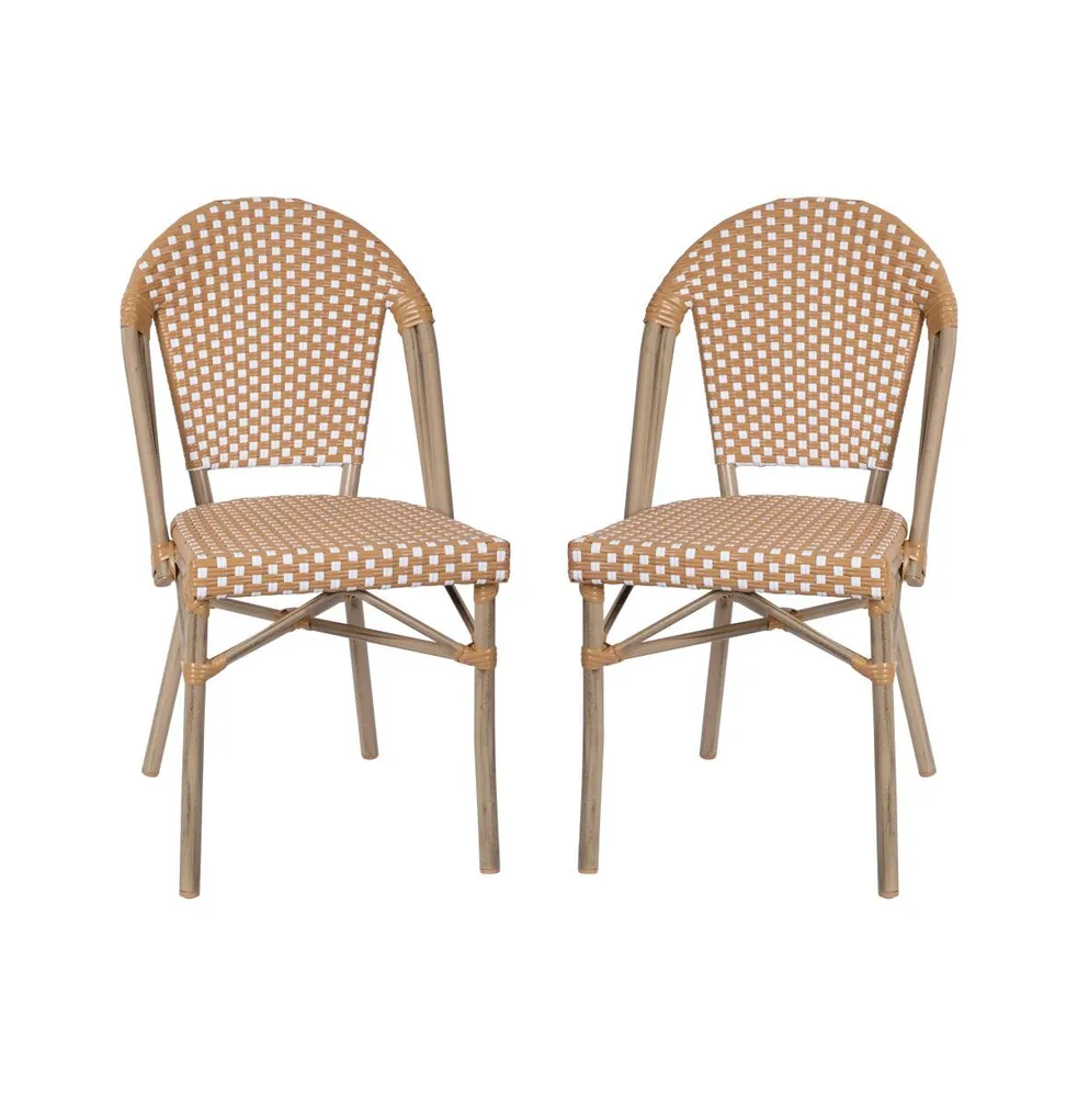 Merrick Lane Celia Indoor/Outdoor Stacking French Bistro Chair With Aluminum Frame