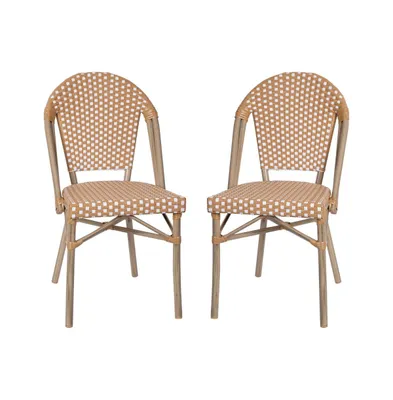 Merrick Lane Celia Indoor/Outdoor Stacking French Bistro Chair With Aluminum Frame