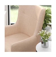 Regal Traditional Wingback Accent Chair, Upholstery And Wooden Frame Legs